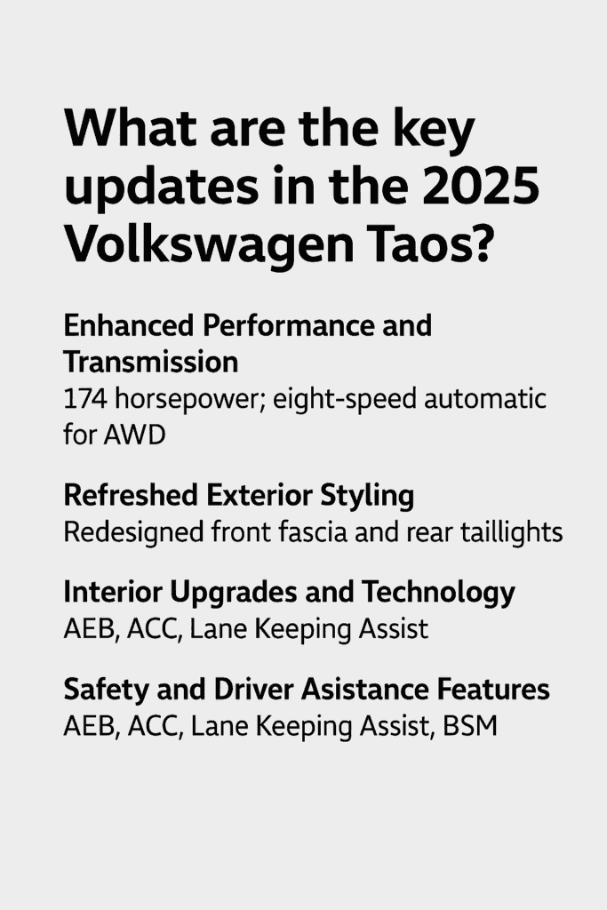 2025 Volkswagen Taos updates in San Antonio - Ancira Volkswagen