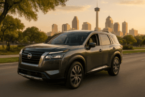 2025 nissan pathfinder, woman driving, in san antonio