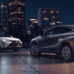 Toyota Venza models parked at night