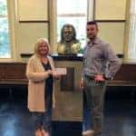 Service Manager Anthony DeJesus presents Car Wash Fundraiser check to Carl Von Linne Elementary School