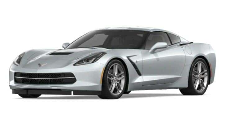 A silver 2019 Chevy Corvette is angled left.