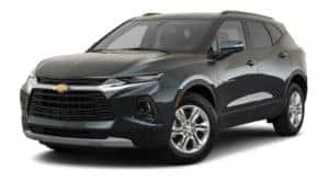 A dark green 2020 Chevy Blazer is facing left.