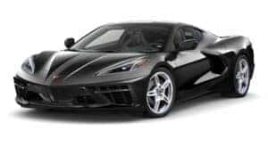 A black 2020 Chevy Corvette 1LT is angled left.