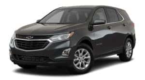 A black 2020 Chevy Equinox is facing left.