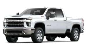 A white 2020 Chevy Silverado 2500 HD Z71 is angled left,