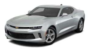 A silver 2018 used Chevrolet Camaro is facing left.