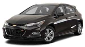 A black 2017 used Chevrolet Cruze Hatchback RS is angled left on a white background.