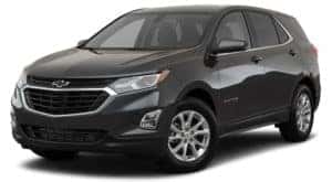 A black 2019 used Chevrolet Equinox is angled left on a white background.