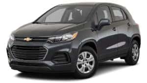 A black 2019 used Chevrolet Trax is angled left on a white background.