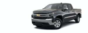 A grey 2021 Chevy Silverado 1500 is angled left.