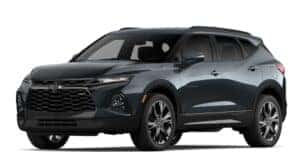 A black 2022 Chevy Blazer RS is angled left.