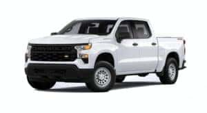 A white 2022 Chevy Silverado 1500 is angled left.