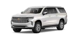 A white 2022 Chevy Suburban is angled left.