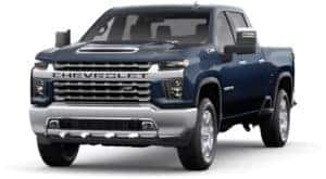A blue 2023 Chevy Silverado 2500 HD is shown angled left.