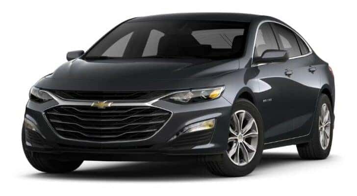 A black 2023 Chevy Malibu LT is angled left.