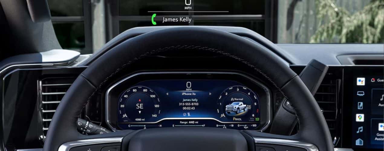 A close up of a dashboard of a 2024 Chevy Silverado 2500 HD is shown.