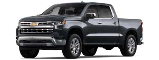 A black 2023 Chevy Silverado 1500 LTZ is shown angled left.