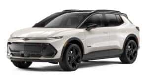 A white 2024 Chevy Equinox EV 3RS is angled left.