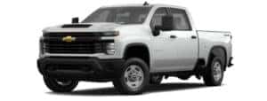 A white 2024 Chevy Silverado 2500 HD is angled left.