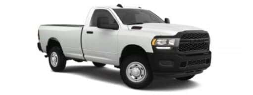 A white 2024 Ram 2500 is angled right.