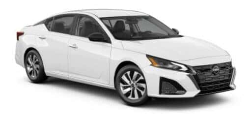 A white 2024 Nissan Altima is shown angled right.