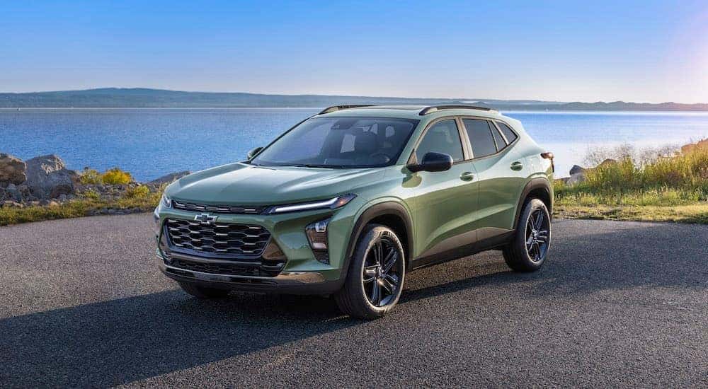 A green 2024 Chevy Trax ACTIV is shown from the front at an angle.