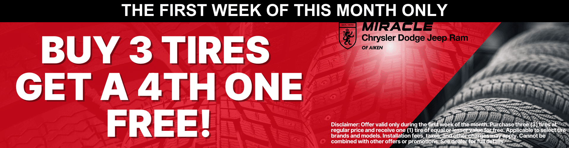 buy three tires get 1 free banner