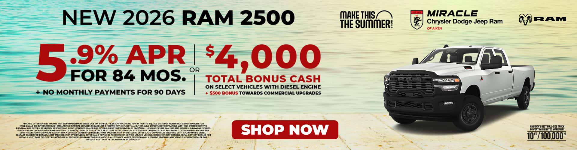August 2026 Offer 2026 RAM 2500 Banner