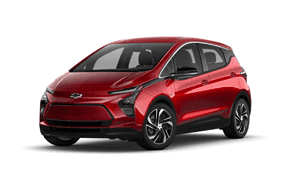 2022 Chevy Bolt EV 2LT in the color Cherry Red Tintcoat.