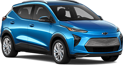 2022 Chevy Bolt EUV 1LT in Bright Blue Metallic.