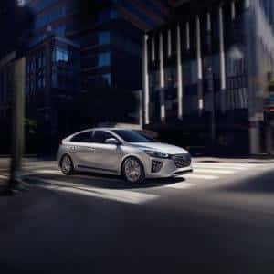 Hyundai Ioniq at a crosswalk