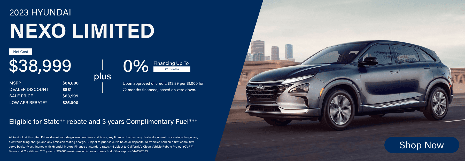 Shop Now for the 2023 Hyundai NEXO Limited Special.