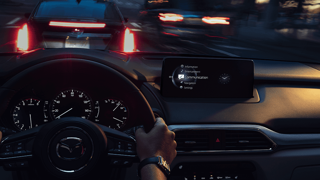 2021 Mazda CX-9 infotainment console showing a commumication icon.