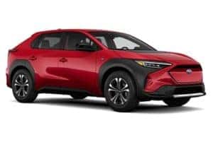 2023 Subaru Solterra Elemental Red Pearl exterior color