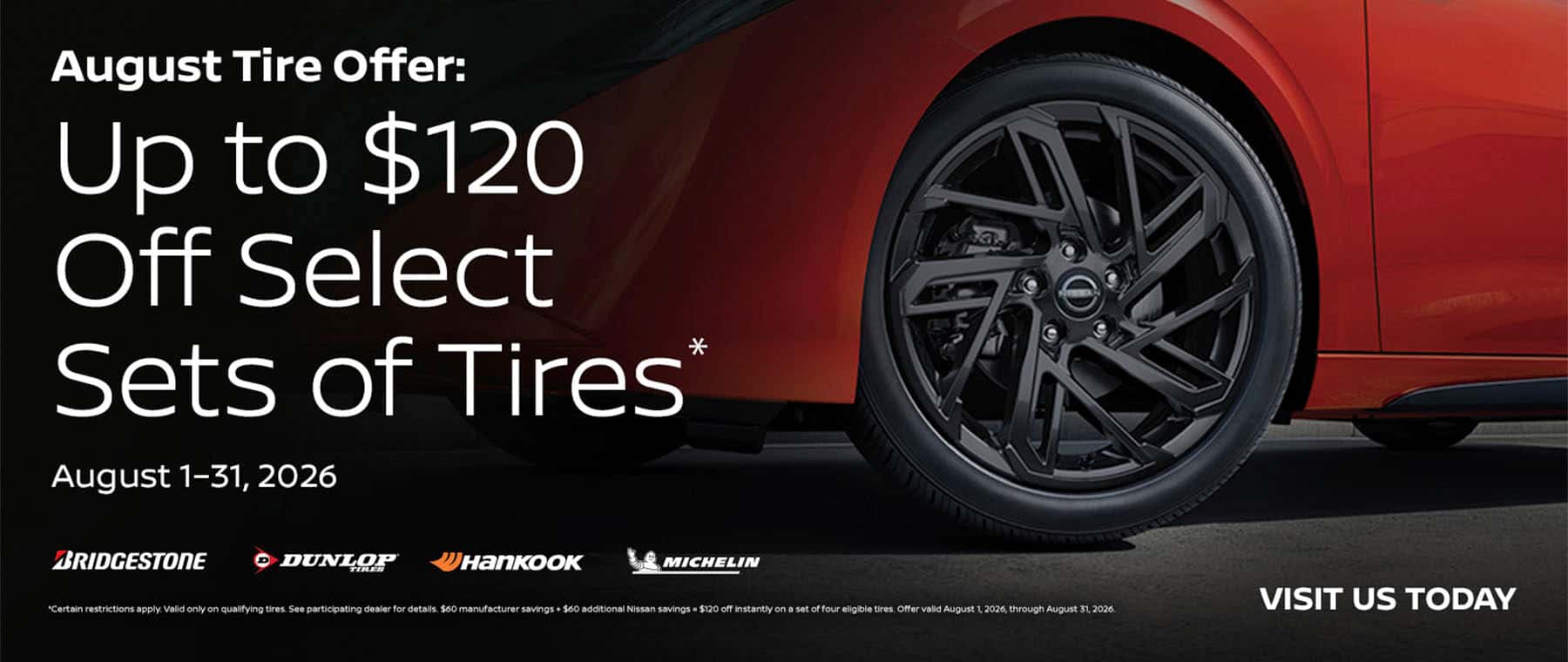 Get up to $120 off select tires at Coyle Nissan in Clarksville!