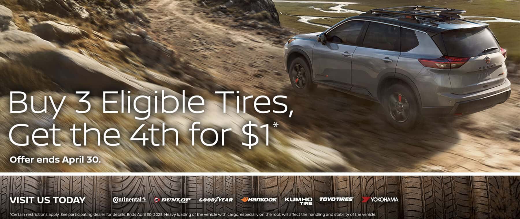 Buy 3 tires get the 4th for $1 at Coyle Nissan near Louisville, Kentucky