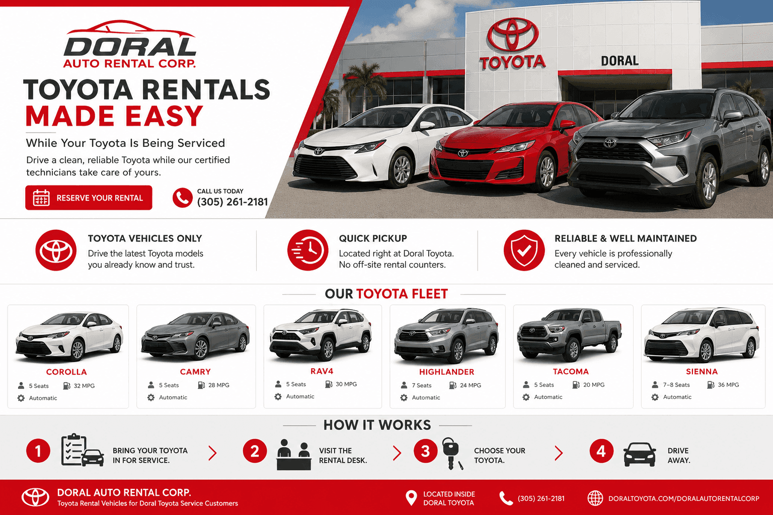 Toyota Service Loaner & Rental Cars In Doral, FL