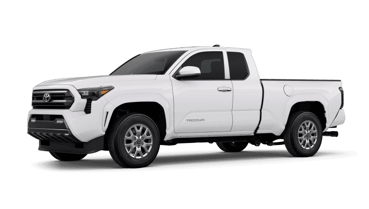 2026 Toyota Tacoma SR5 in Ice Cap in three quarter angle.