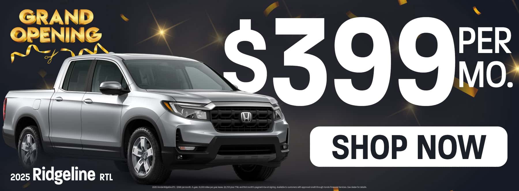 2025 Honda Ridgeline available for $399 per month in Oklahoma City, OK
