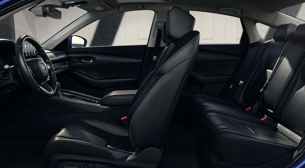 The black leather interior of a 2024 Honda Accord for sale.