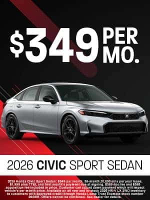 2026 Honda Civic Sport Sedan available for $349 per month in Oklahoma City, OK