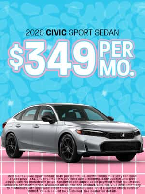 2026 Honda Civic Sport Sedan available for $349 per month in Oklahoma City, OK