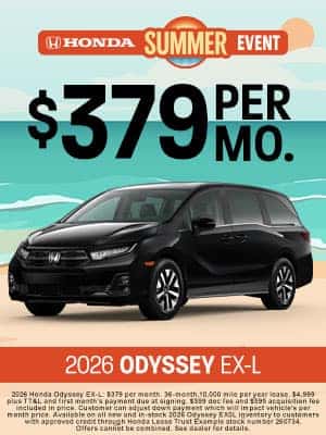 26 Honda Odyssey EX-L available for $379 per month in Oklahoma City, OK