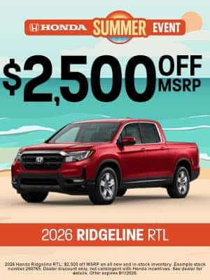 2026 Honda Ridgeline available for $2,500 Off MSRP in Oklahoma City, OK
