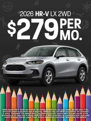 2026 Honda HR-V LX available for $279 per month in Oklahoma City, OK