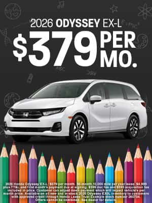 26 Honda Odyssey EX-L available for $379 per month in Oklahoma City, OK
