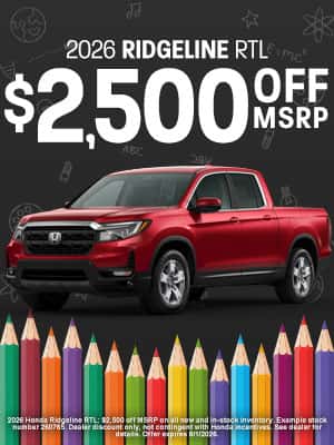 2026 Honda Ridgeline available for $2,500 Off MSRP in Oklahoma City, OK