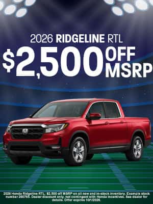 2026 Honda Ridgeline available for $2,500 Off MSRP in Oklahoma City, OK