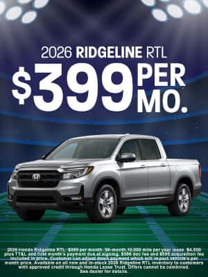 2026 Honda Ridgeline available for $399 per month in Oklahoma City, OK