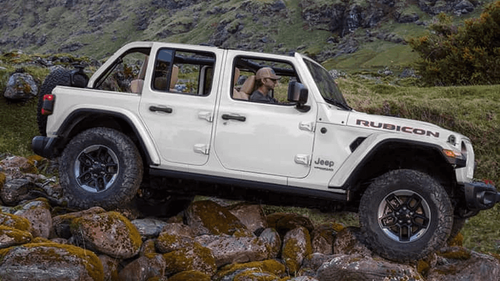 Jeep Wrangler driving off-road